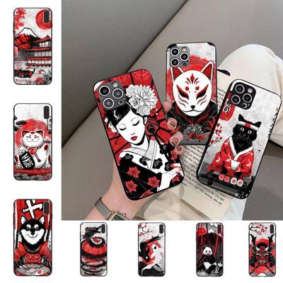 Coque de téléphone Art Japonais Style Japonais pour iPhone 11 12 13 Mini Pro Max 8 7 6 6S Plus X 5 SE 2020 XR XS Funda Coque