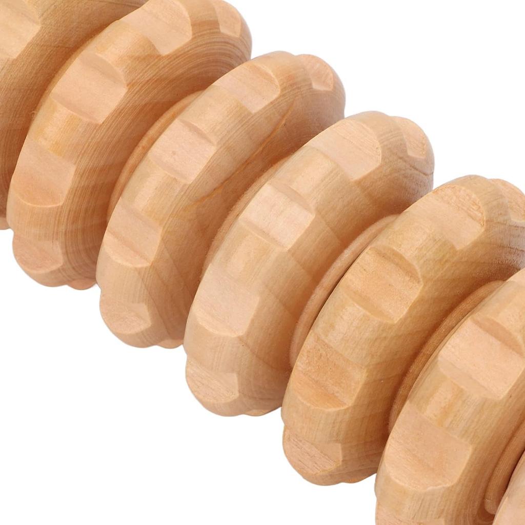 Snevad Wooden Massage Stick with Handle Wheel Roller Stick Body Massager for Pain Relief Trigger Point Therapy Body Shaping Drainage Manual Muscl