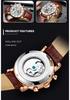 KINYUED J026 Herren Automatikuhr Lederarmband Wasserdicht Große Zifferblätter Dekoration Lässig Uhr Geschäftsleute Mechanische Uhren