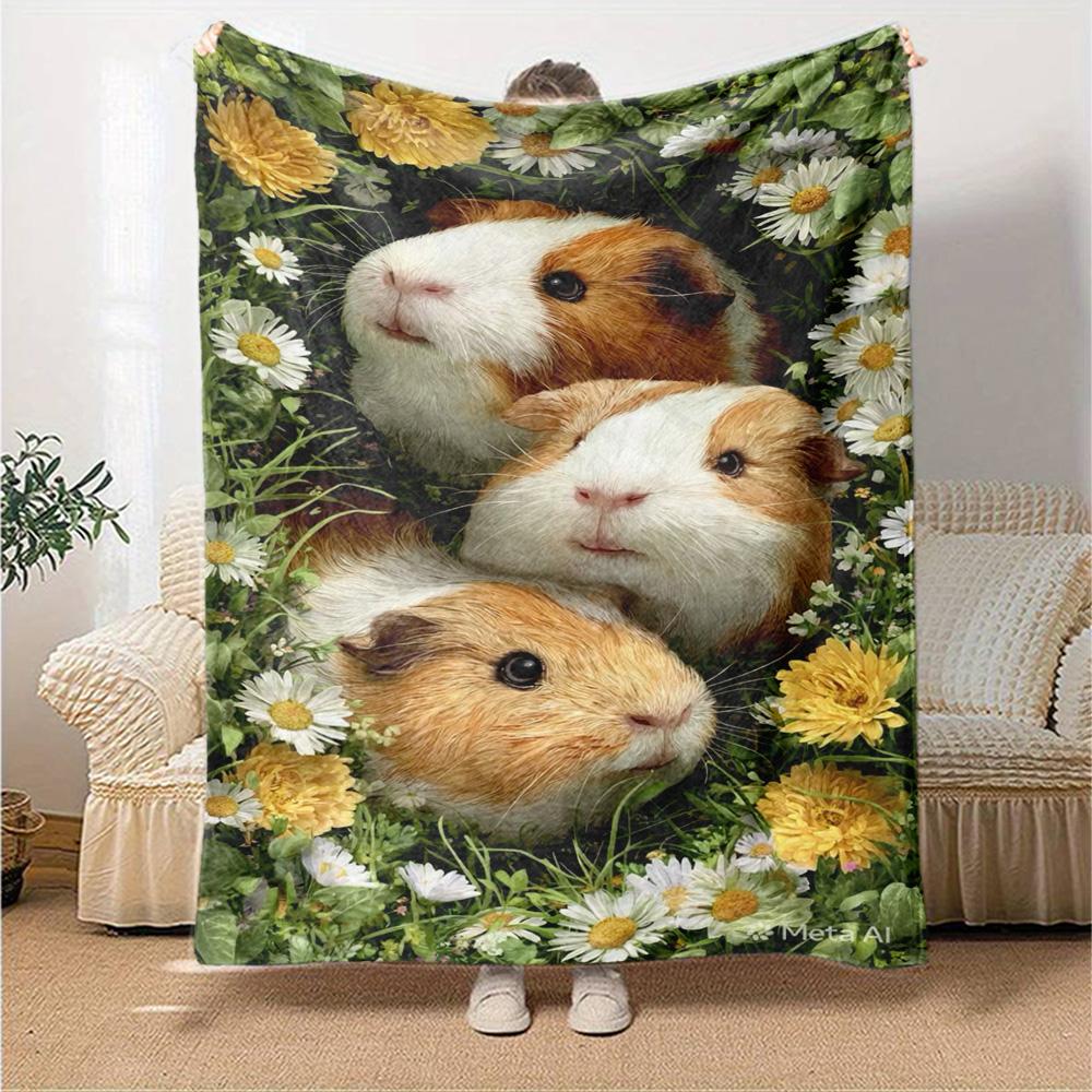 Guinea Pigs Print Flannel Blanket High Quality Warm Comfortable Cover for All Seasons Perfect for Gifts Home Decor