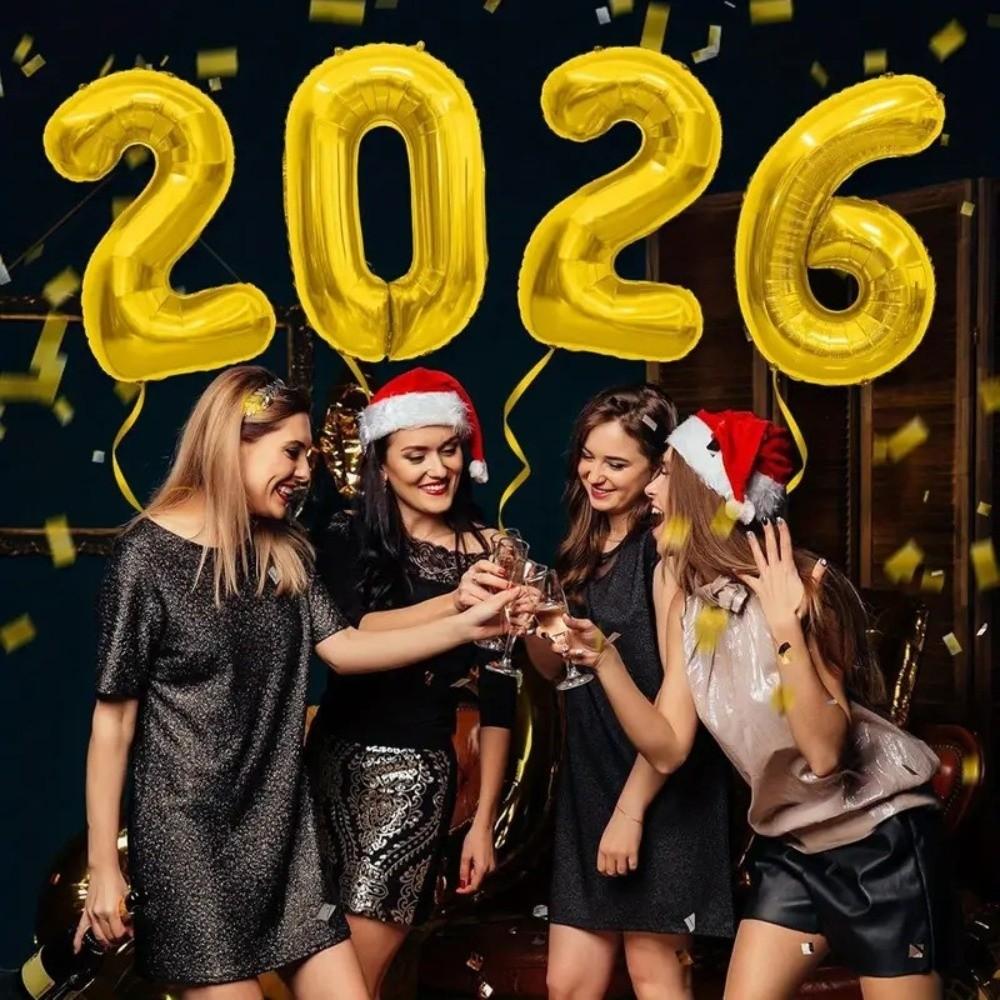 Happy New Year 2026 Alphabet Balloons Inflatable New Year Decoration Colorful Foil Balloons Party Supplies Holiday Ornaments