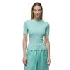Y-3 Fitted Short Sleeve T-Shirt Solid Color Round Neck Pullover Stretch Women tops Cyan IV7751