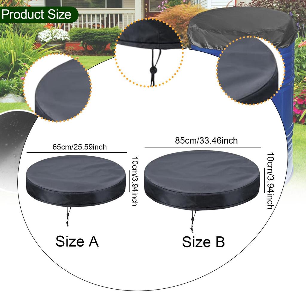 Adjustable Drum Cover with Drawstring Protector Rainproof Trash Can Windproof Weather Resistant Water Resistant for Factories