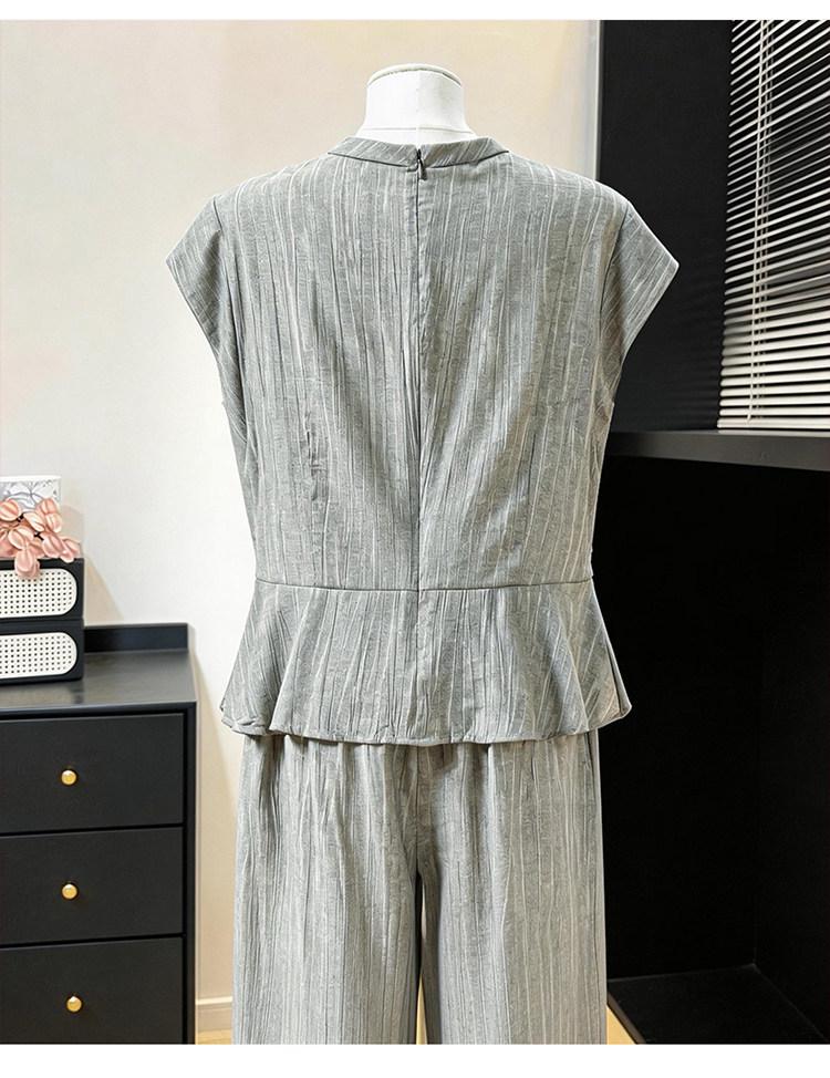 2026 Summer Slimming Two-Piece Set: Waist-Cinching Top & High-Waisted Wide-Leg Pants