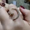 Crescent Moon Star Ring European and American 18k Creative Exaggerated Opening Engagement Ring