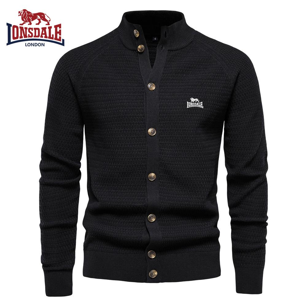 Lonsdale Вышитый Осенний и Зимний Новый Тренд Однотонный Кардиган Мужской Свитер Бизнес Высококачественный Свитер Вязаный Свитер S