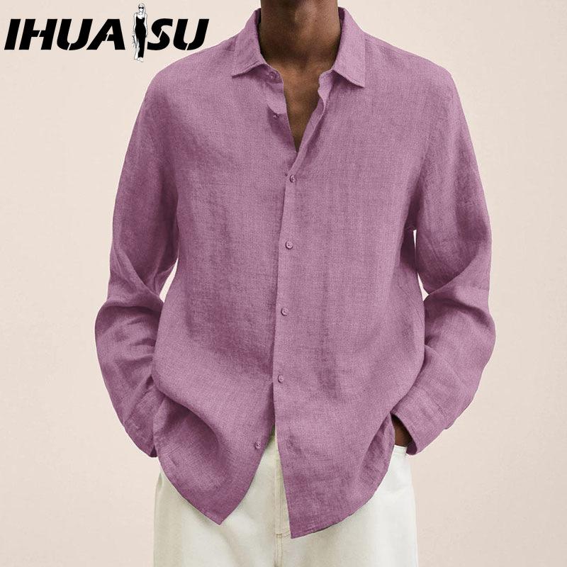 IHUASU Baumwolle Langarm T-Shirt Herrenmode Lockeres Shirt Bedrucktes Mitfühlendes Shirt