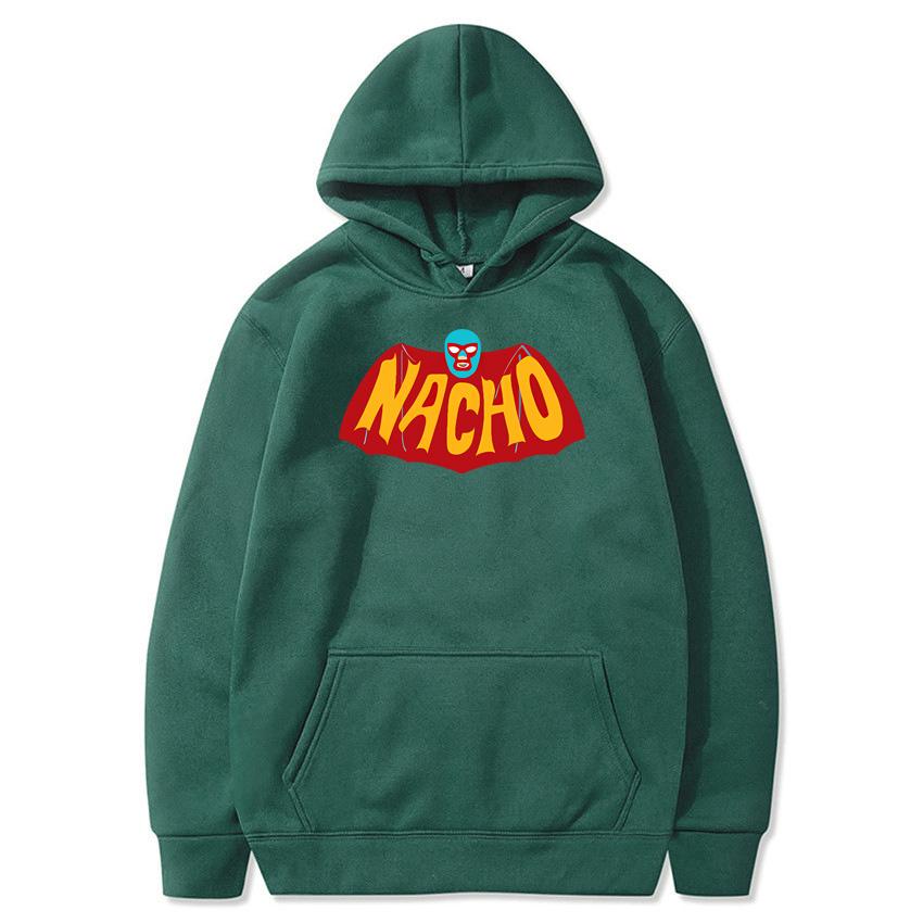 New autumn and winter Nacho printed hoodie classic style daily casual fashion pullover solid color fleece warm hoodie