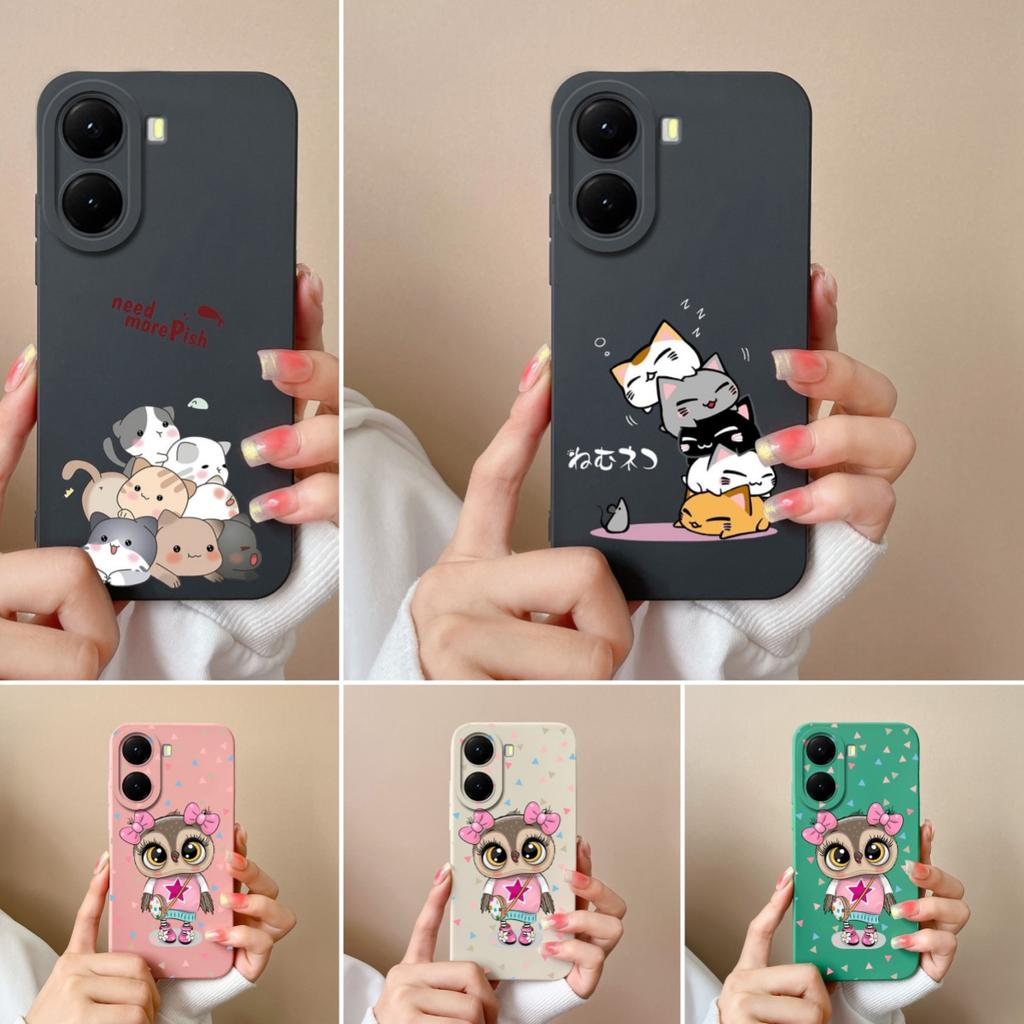 Für Redmi A1 Turbo 4 A4 13 14C 14R A2 K70 Ultra A5 Handyhüllen Niedliche Kätzchen Eulen Muster Hochwertiges Flüssigsilikon Anti-Fall Hülle Für Redmi Gehäuse