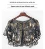 Plus Size Women's Sequin Mesh Shawl - Embroidered Beaded Sleeveless Cardigan & Sunscreen Jacket