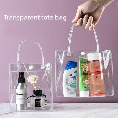 PVC Clear Handbag for Wedding Candy Gifts Makeup Storage with Snap Button Plastic Bag