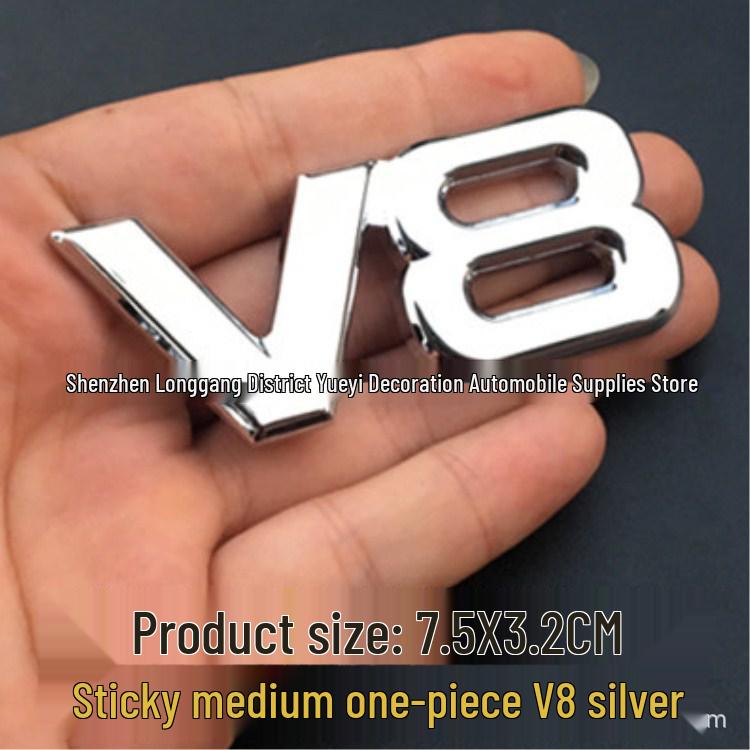 3D Metal V8 Emblem Badge for Toyota & Volkswagen Cars