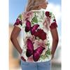 Plus Size Tees Women's Short Sleeved 3D Printed Top Holiday Flower Pattern Weekend Basic V Neck T Shirt Summer