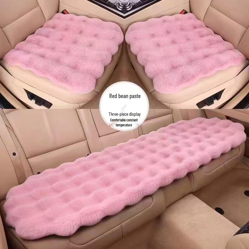 Winter Velvet Car Seat Cushion Set - Thickened Plush, Warm, 3-Piece with Backrest