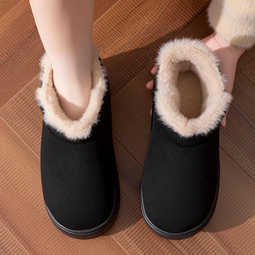 Unisex Winter Cotton Slippers: Closed-Heel, Thick Velvet-Lined, Warm Snow Boots