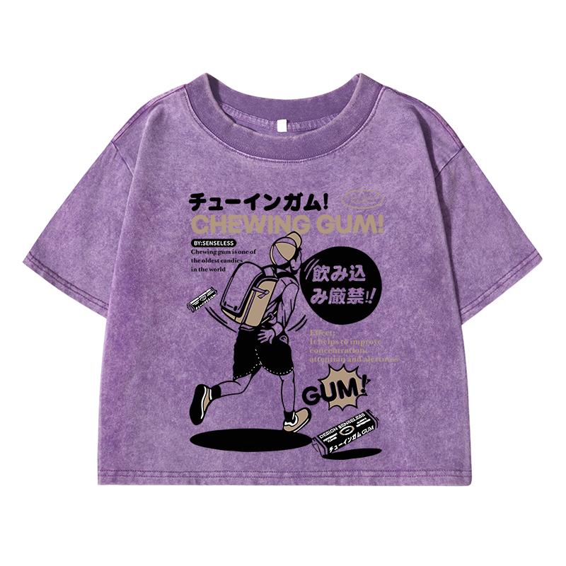 The Boy Who Endorses The Bagprint Women Washed Short Clothes Fashion Tshirts Street Midriff-Baring Cool Summer T Shirts