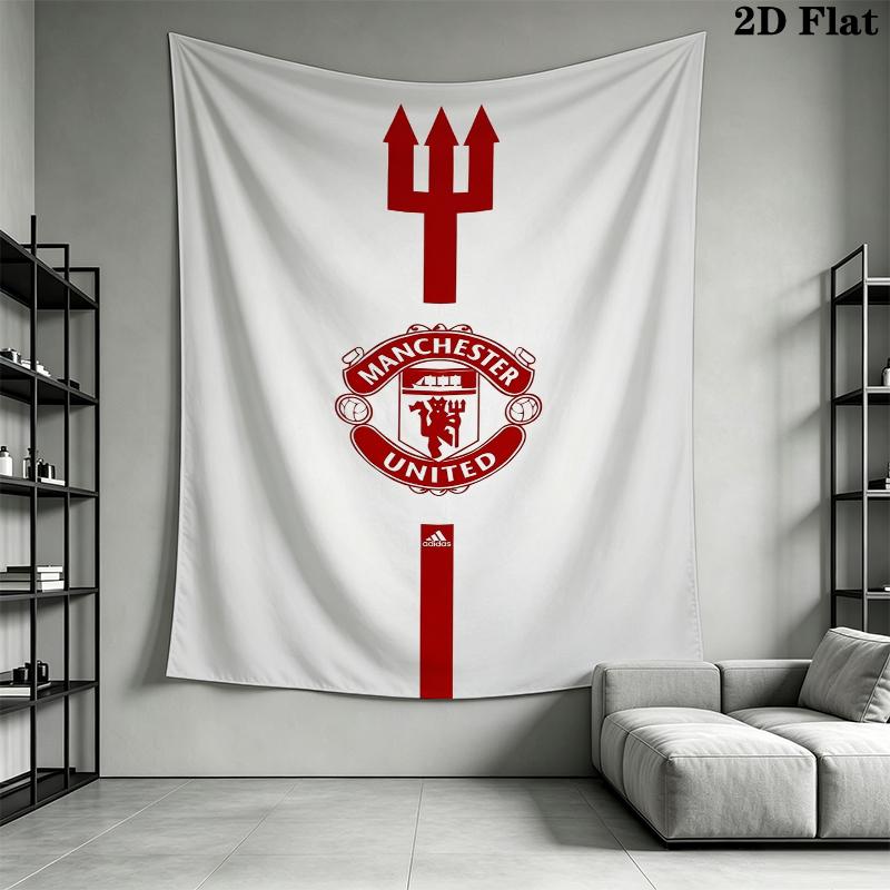 Manchester United Wandteppich Ästhetischer Wandbehang Gedruckter Stoffdecke Dekorative Wandteppiche für Schlafzimmer Wohnzimmer Heimdekoration