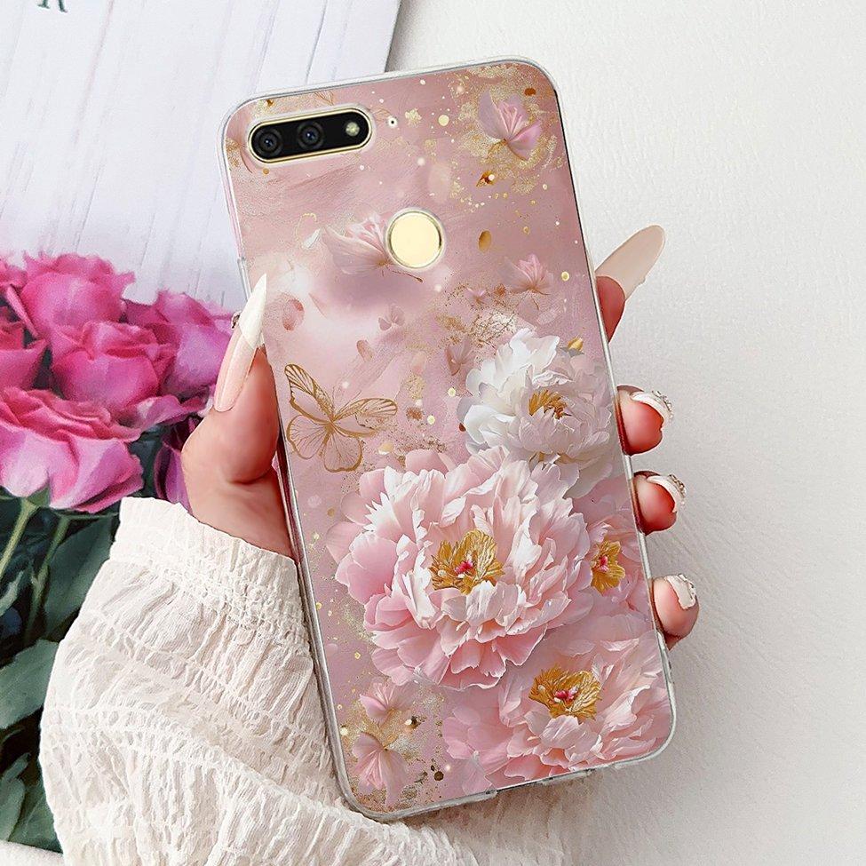For Huawei Y6 Prime 2018 Case Clear Cute Fashion Flowers Luxury Painted Cover For Huawei Y6Prime 2018 Phone Case ATU-L42 ATU-L31