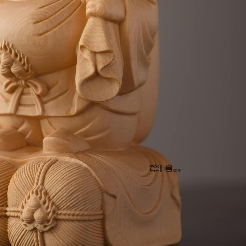 Daikokuten Holz Hinoki Zypresse Eingangsbereich Gebracht Gutes Wohlhabend Reichlich und Wohlhabende Nachkommen H x 10cm B x 7cm Daikoku-sama Figur, Schnitzerei,