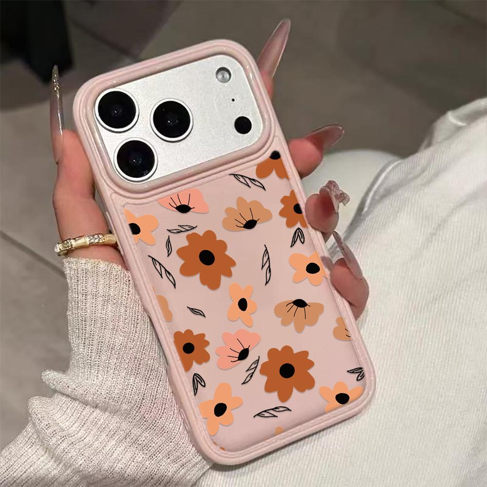 Coffee Colored Flowers Phone Case For IPhone 17 17Air 16 15 Case For IPhone 11 13 12 14 Pro Max 16 15 14 Plus Cover Case Funda
