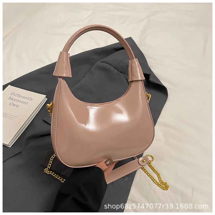 This Year's Popular Small Bag 2025 New Spring and Summer Patent Leather Versatile Chain Messenger Bag Portable Dumpling Bag