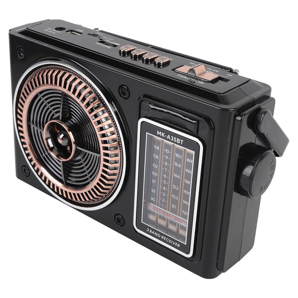 Radio Portátil AM FM Onda Corta con Bluetooth 4 en 1 Radio de Banda Completa Soporta Reproducción con Tarjeta de Memoria para