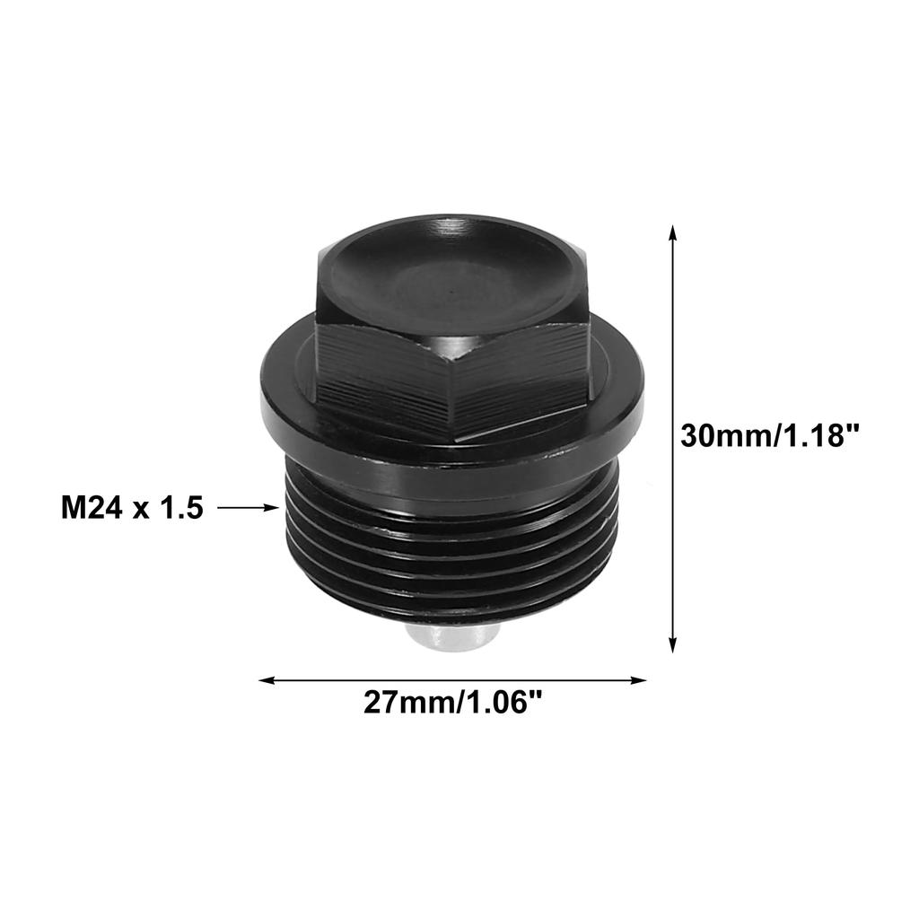 X AUTOHAUX Drain Plug Drain Bolt Magnet Sump Drain Nut with Gasket M24 X 1.5 1 Set Black