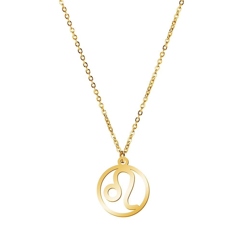 Cazador Zodiac Pendant Necklace for Women 12 Constellation Aries Pisces Gemini Chocher Stainless Steel Jewelry Gold Color Gifts