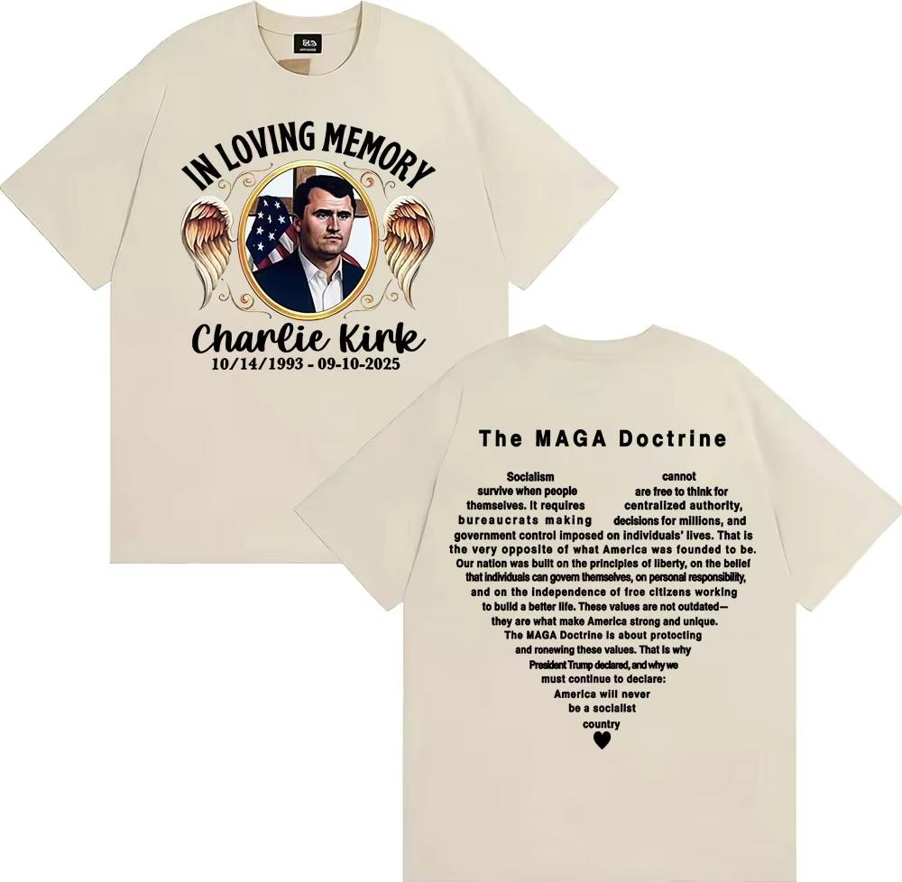 In liebevoller Erinnerung Charlie Kirk Die Maga-Doktrin T-Shirt Herren Damen Mode Gothic Retro T-Shirt Sommer Tops Hochwertige T-Shirts