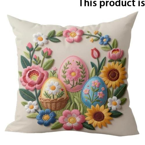 Easter Bunny Egg Pillow Covers Double Sided 2D Print Vibrant Pillow Covers Bedroom Living Room Sofa Festive Vibe Accessory Gift