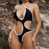 Asymmetrischer Cut-Out Neckholder V-Ausschnitt Damen Bademode Einteiler Badeanzug Weiblich Hoher Beinausschnitt Monokini Badehose Badehose Schwimm