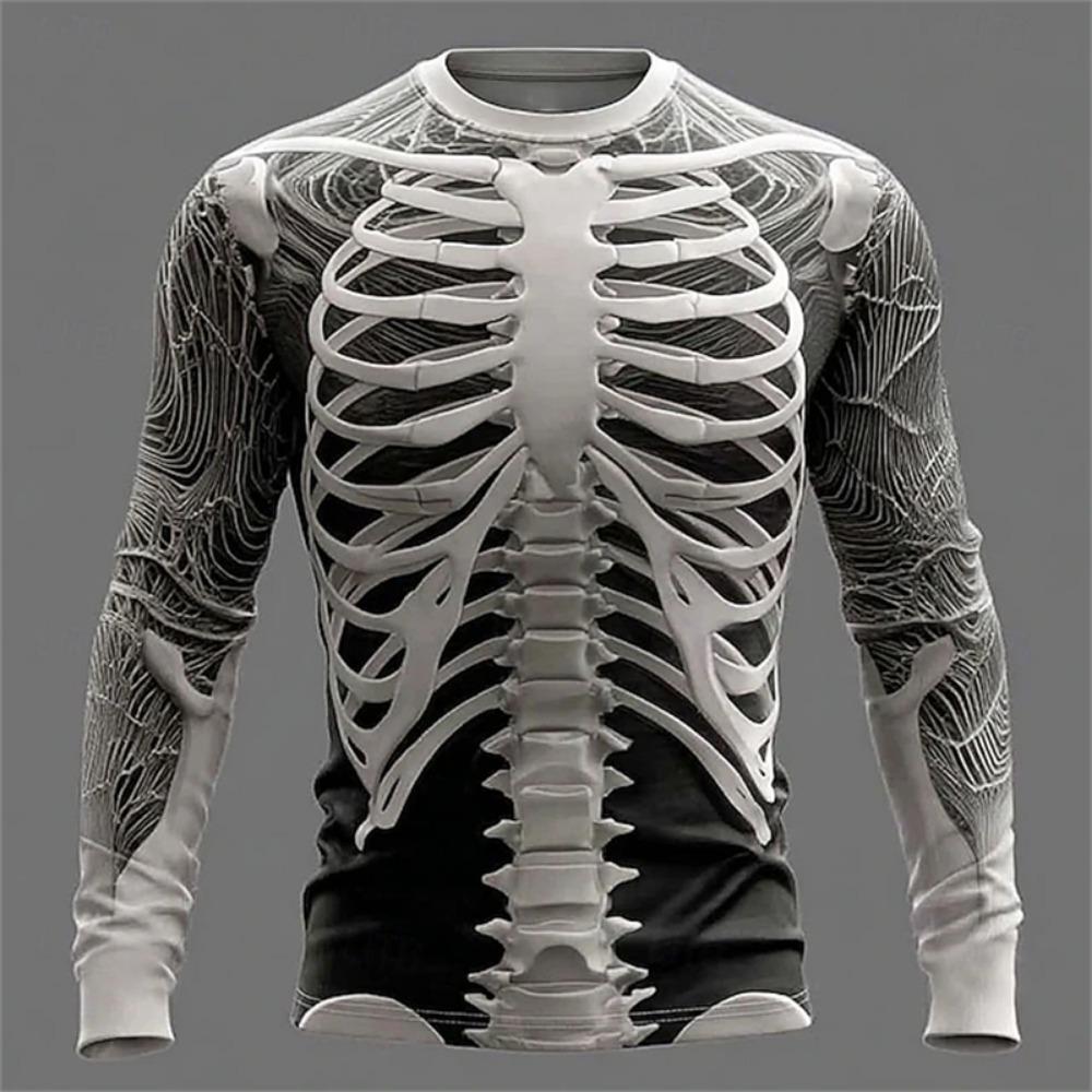 2026 New Men's 3D Muscle Print Long-Sleeve T-Shirt Fitness Crewneck Breathable Athletic Wear Stylish Bold Everyday Streetwear