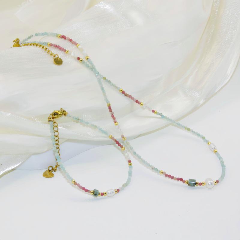 Freshwater Pearl & Natural Stone Beaded Choker - Versatile Clavicle Necklace for Women