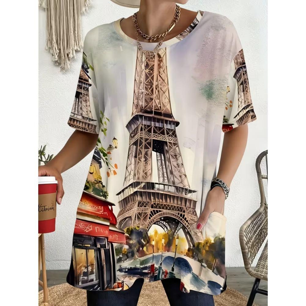 2026 Neues Sommer-T-Shirt mit kurzen Ärmeln, 3D-bedrucktes T-Shirt mit Tasche, Lässig und Modisch, Übergröße T-Shirt