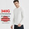 Premium Men's White Long Sleeve Moisture-Wicking Antibacterial Heating T-Shirt