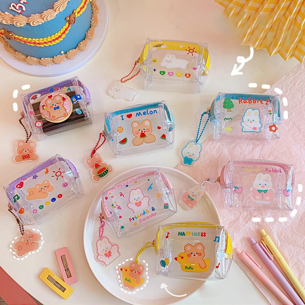 Kreative Bären Transparente Mädchen Münzbörse Kinder PVC Reißverschluss Kleingeldbörse Damen Mini Lippenstift Geldbörse Kaninchen Schlüsselkarten Tasche