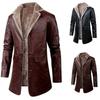 Europejska Męska Skórzana Kurtka Średniej Długości z Aksamitnym Klapą - Jesienno-Zimowy Płaszcz Biznesowy