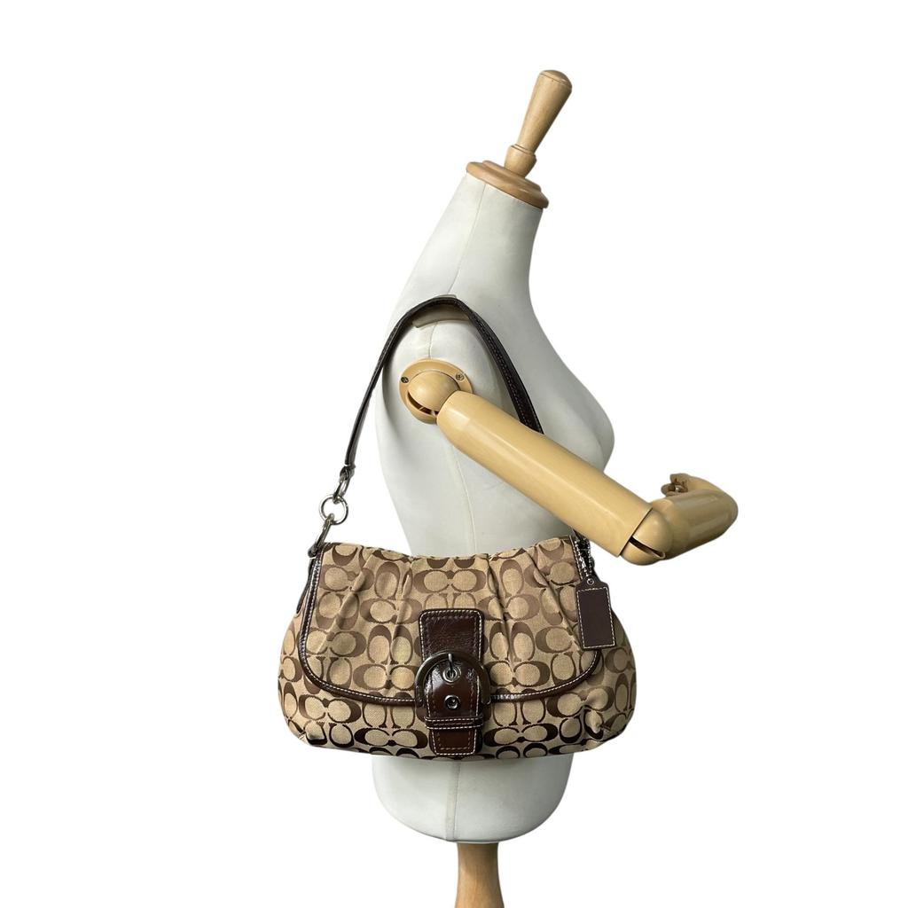 Used COACHShoulder Bag Brown canvas/Patent leather Women