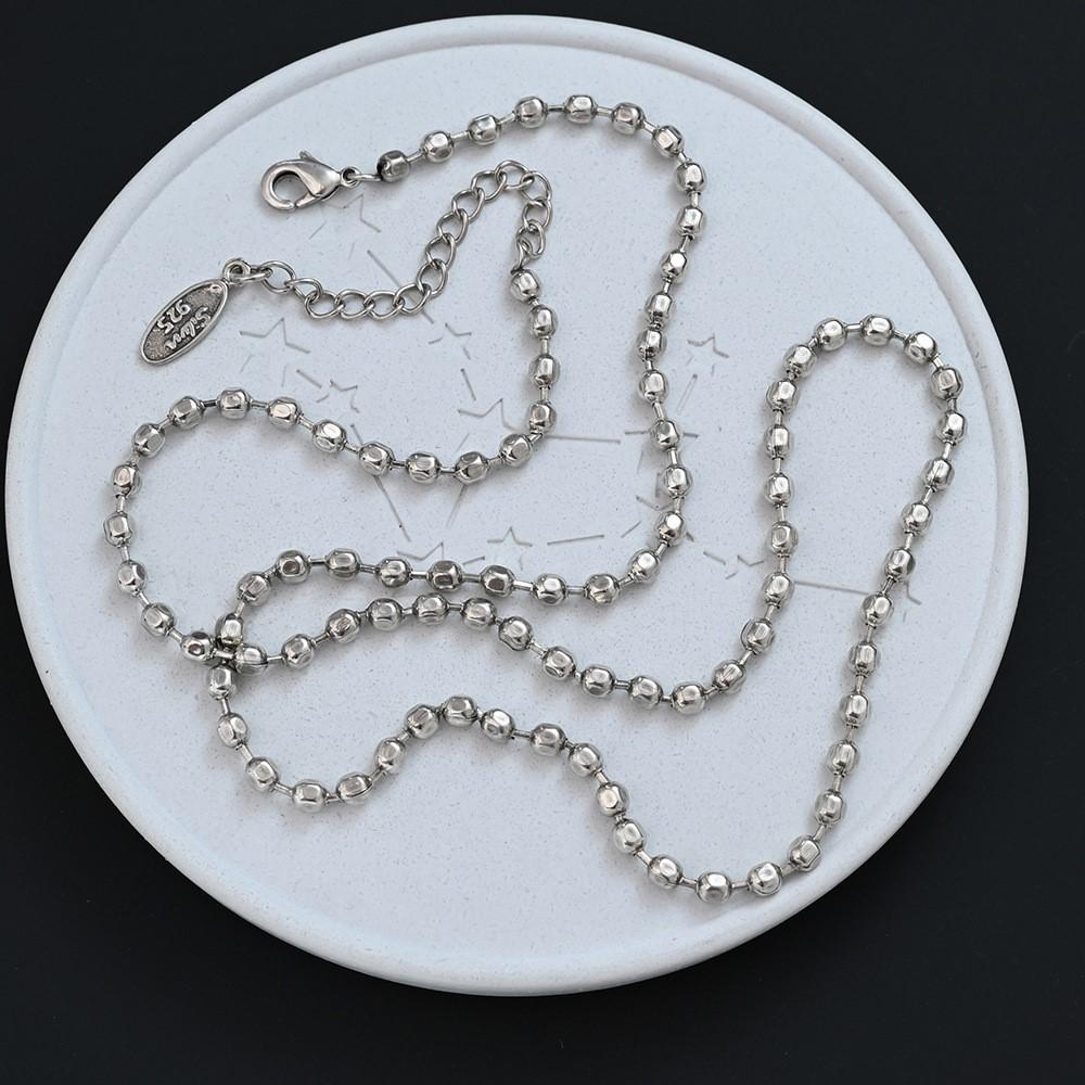 PANJBJ 925 Sterling Silber Geometrische Perlenkette für Damen Hip-Hop Minimalistisches Mode Trend Design Schmuck Geschenk Dropshipping