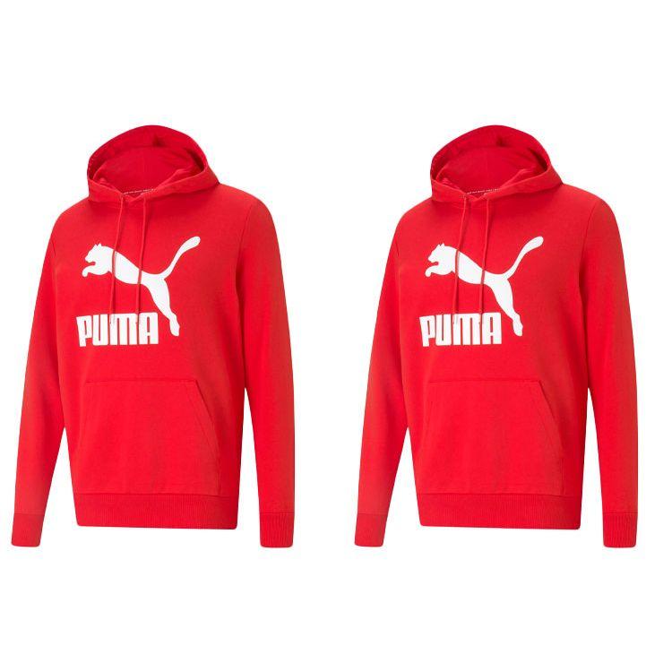 Puma Color Block Hooded Print Sweatshirt Men Tops Red 531369-11