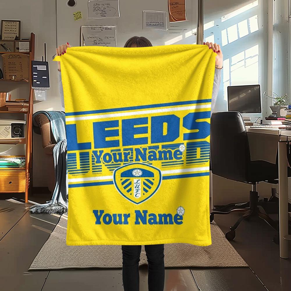 1PC Leeds Crest Custom Name Patterned Flannel Blanket Suitable For All Seasons For Home Decor Warmth And Comfort Gifts Holiday Present
