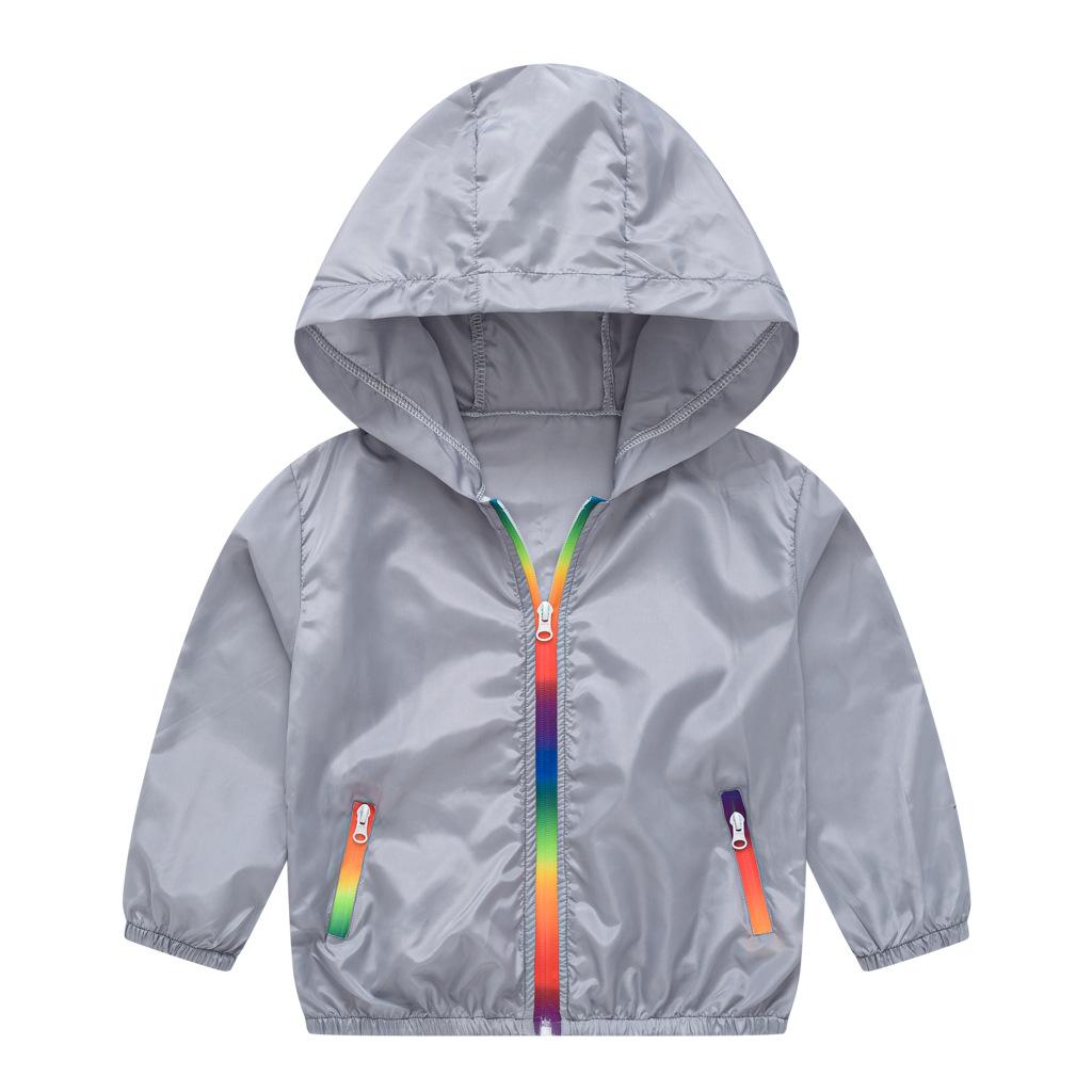Children's Children's Sunscreen Jacket Boys and Girls Skin Coat Rainbow Hooded Sunscreen Clothing Air Conditioning Shirt