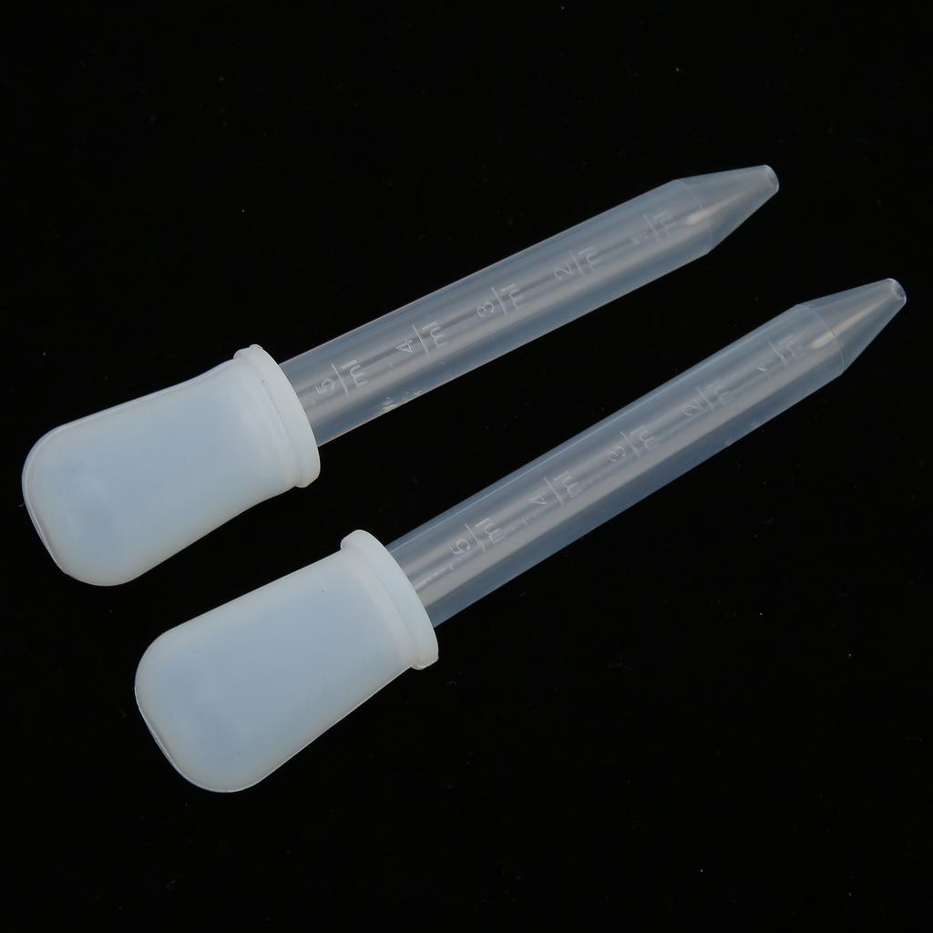 2pcs Liquid Dropper 5ml Capacity Safe Reliable Light Weight Compact Portable Pipettes for Scientific ExperimentsWhite