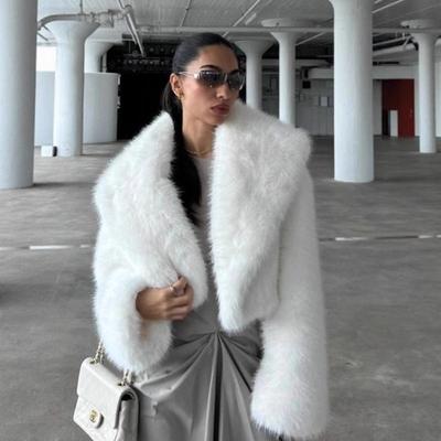 Temperament Large Lapel Fur Coat Women's Fluffy Soft White Fox Fur Top Fashion Plush Coat