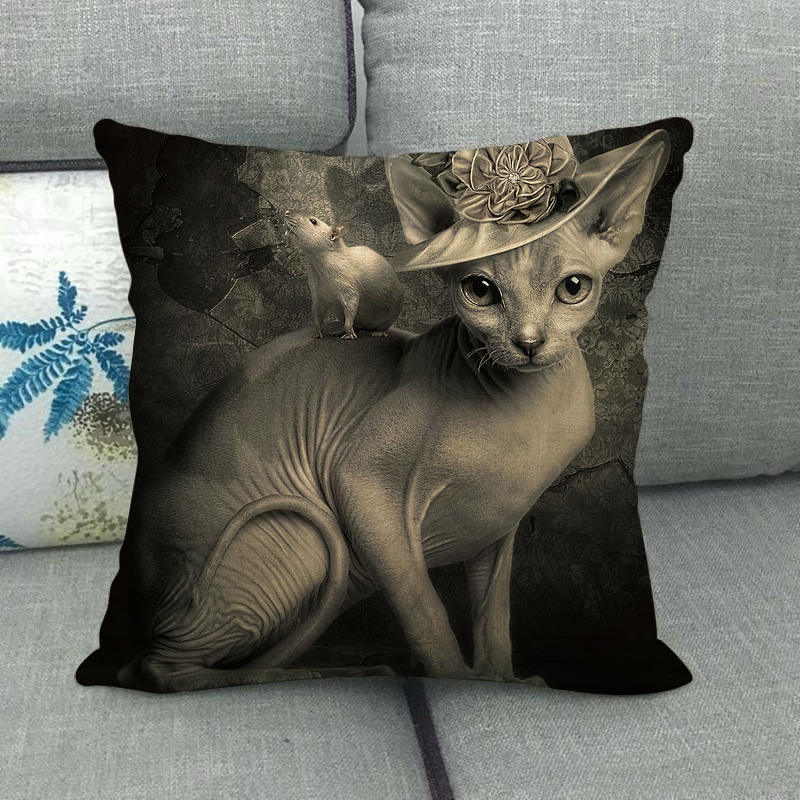 Fashionable cats and cute pet animals Digital printing short plush pillow covers for car sofa office cushion cover home goods