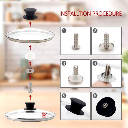 HEVSTIL Universal Lid for Pots, Pans, and Skillets, 6.5-inch/17cm Clear Glass Pot Lid with Heat-Resistant Silicone Handle