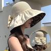 Women's UV Protection Foldable Bucket Sun Hat with Face Covering and Large Brim - Black
