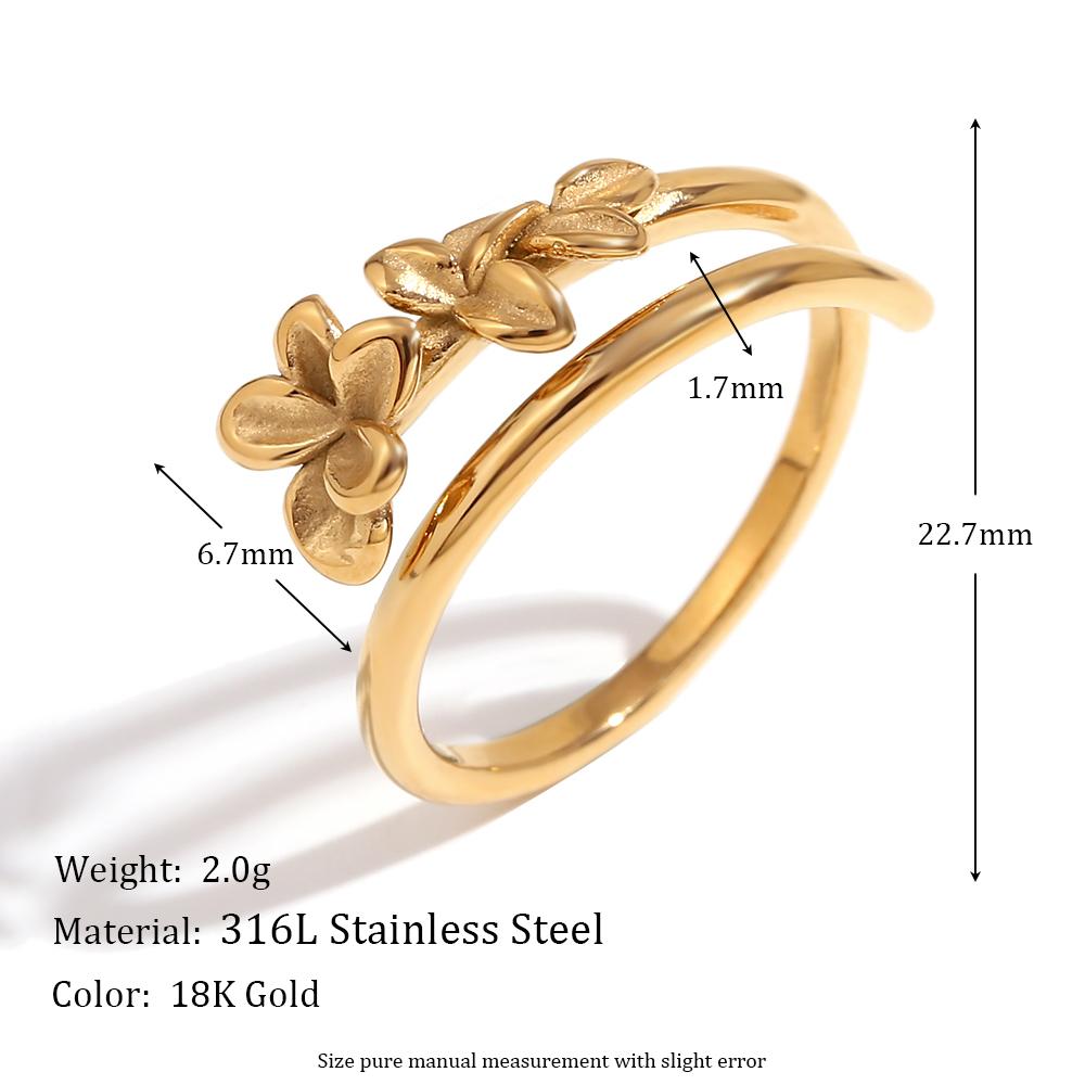 

MamacitaSlay Elegant Frangipani Double Layer Gold Plated Rings Women s Waterproof Jewelry Party Simple High Quality Ring Gift 7 золотий