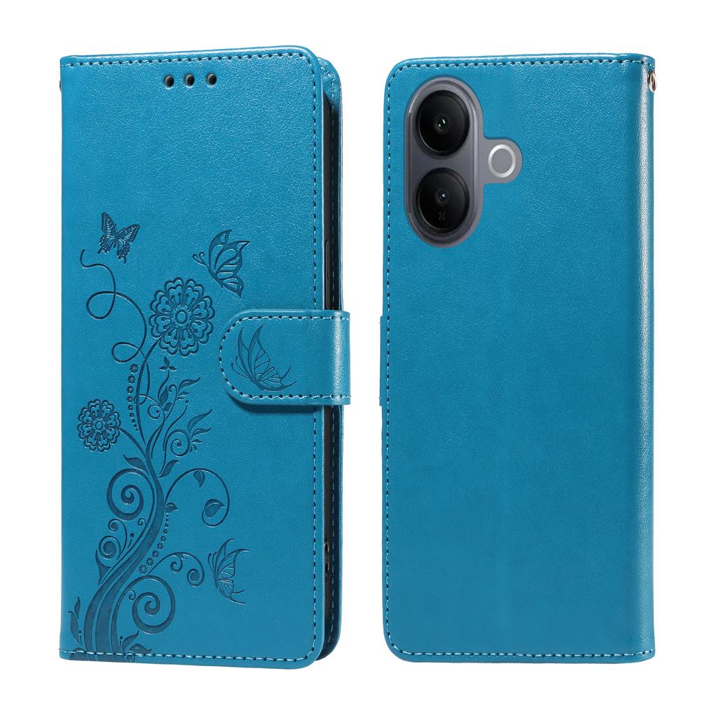 For vivo V60 Lite 5G Leather Case Butterfly Floral Imprint Wallet Stand Cover