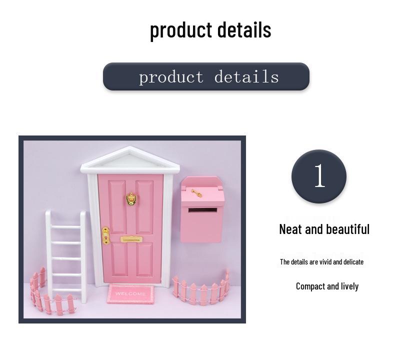 1:12 Mini Dollhouse Furniture Set - Wooden Door, Ladder, Fence, Mailbox Accessories for OB11 Dolls